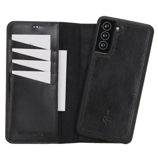 NorthLife Samsung Galaxy S21 Plus - Echt Leren Afneembare 2-in-1 bookcase telefoonhoes - Zwart