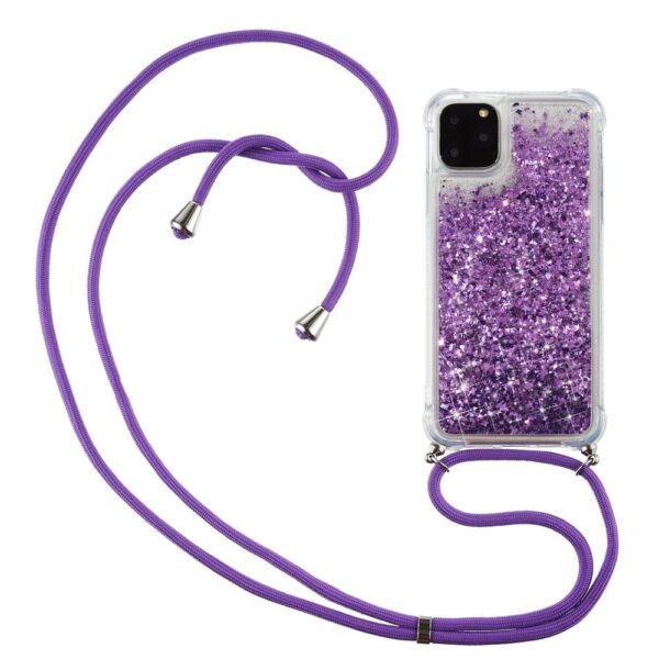 Lunso iPhone 12 Pro Max - Backcover hoes met koord - Glitter Paars