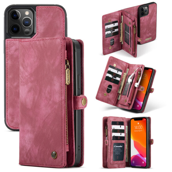 Caseme - vintage 2 in 1 portemonnee hoes - iPhone 12 / iPhone 12 Pro - Rood