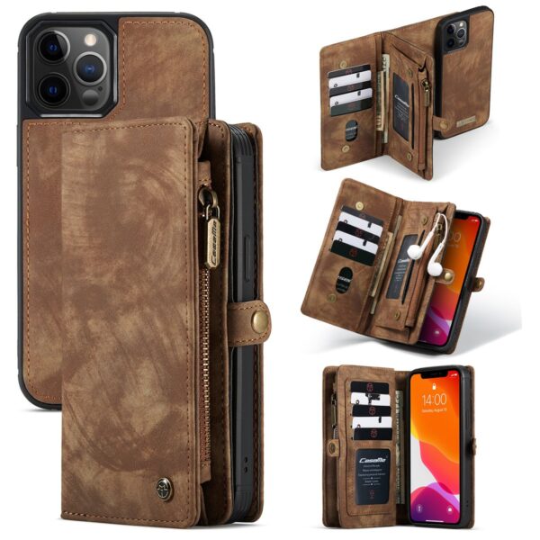 Caseme - vintage 2 in 1 portemonnee hoes - iPhone 12 / iPhone 12 Pro - Bruin