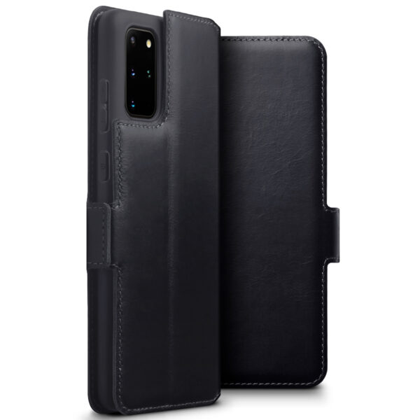 Qubits - lederen slim folio wallet hoes - Samsung Galaxy S20 Plus - Zwart