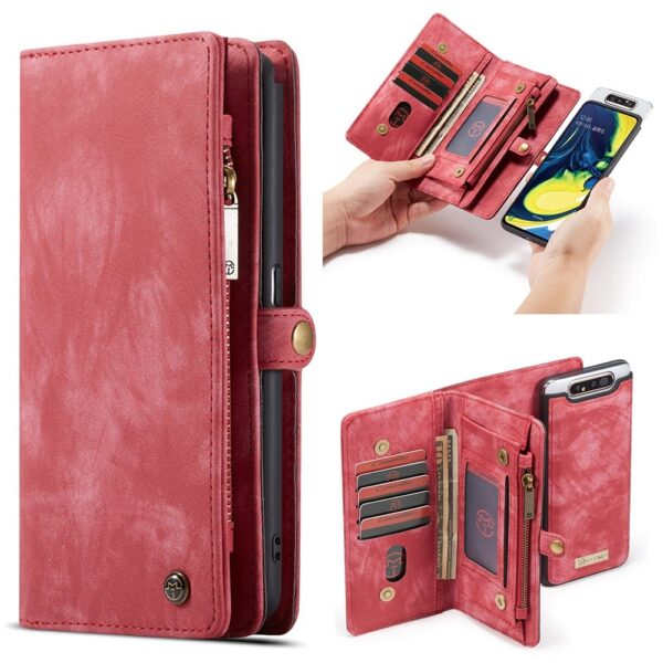 Caseme - vintage 2 in 1 portemonnee hoes - Samsung Galaxy A80 - Rood