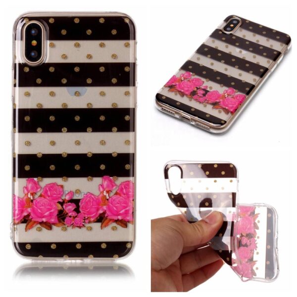 Softcase strepen en bloemen hoes iPhone X / XS