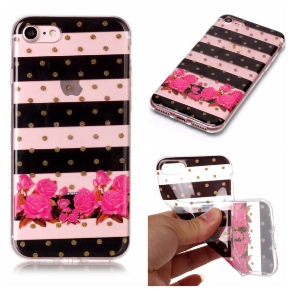 Softcase strepen en bloemen hoes iPhone 7 / 8 / SE (2020