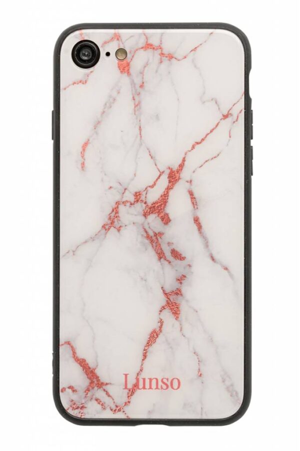 Lunso - marmeren backcover hoes - iPhone SE (2022 / 2020) / 8 / 7 / 6(s)- roze