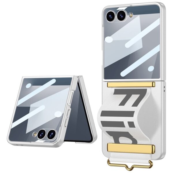 Lunso Samsung Galaxy Z Flip 7 backcover hoesje met Polsband - Wit