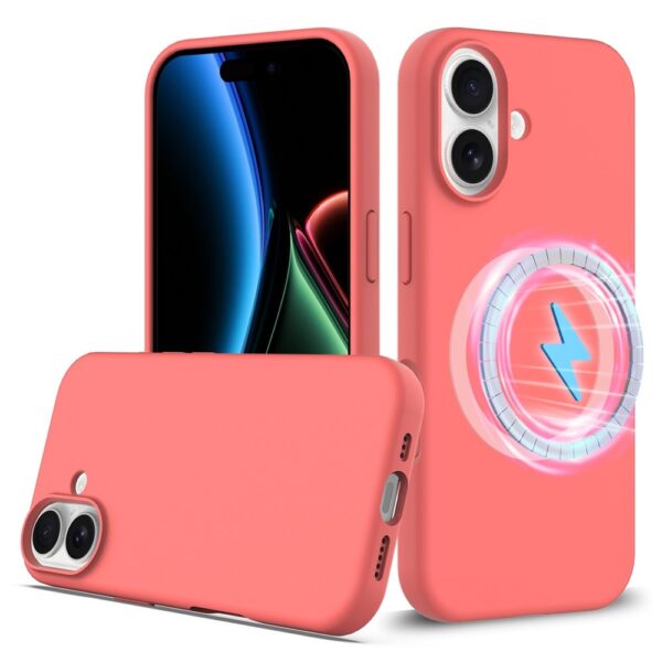 Lunso iPhone 17 hoesje - Flexibel siliconen Backcover met MagSafe - Roze