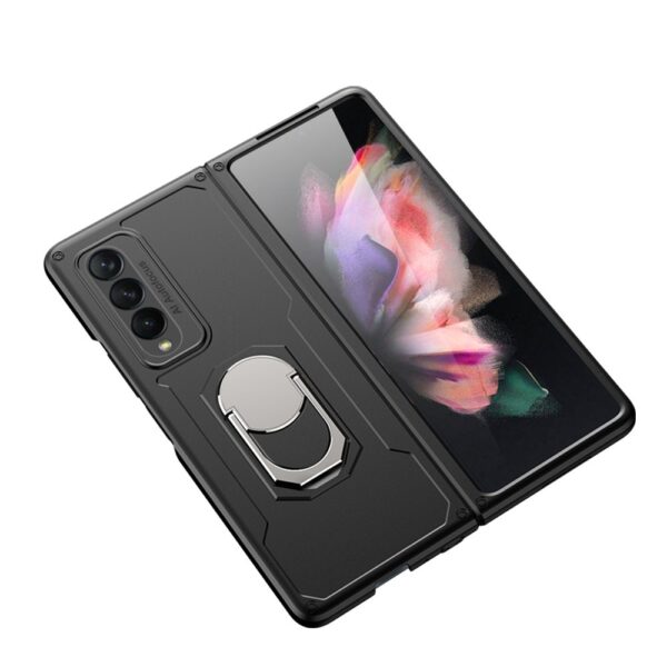 Lunso - Armor Guard backcover hoes met ringhouder - Samsung Galaxy Z Fold3 - Zwart
