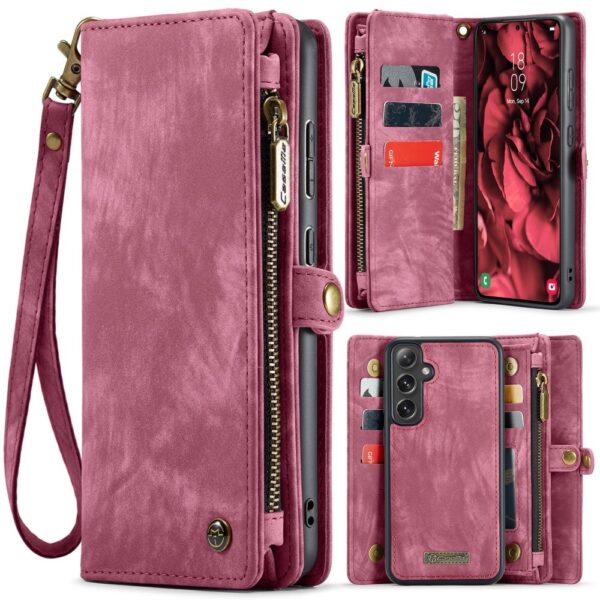 Caseme Samsung Galaxy S25 hoes - Vintage 2 in 1 portemonnee - Rood