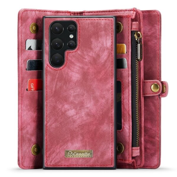 Caseme Samsung Galaxy S22 Ultra hoes - Vintage 2 in 1 portemonnee - Roze