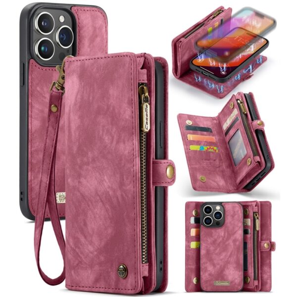 Caseme iPhone 16 Pro Max hoesje - Vintage 2 in 1 portemonnee - Rood
