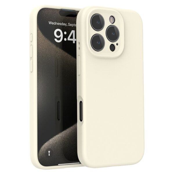 Lunso iPhone 16 Pro hoesje - Flexibel siliconen Backcover - Beige