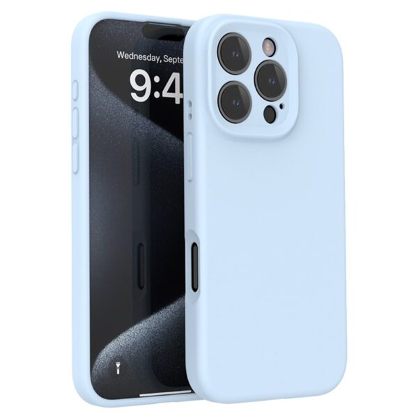 Lunso iPhone 16 Pro Max hoesje - Flexibel siliconen Backcover - Baby Blauw