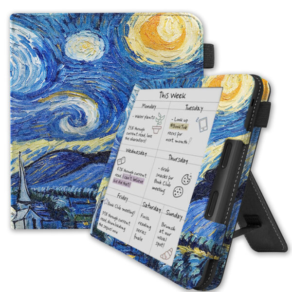 Lunso Kobo Libra Colour hoes (7 inch) - Luxe Stand sleepcover - Van Gogh Sterrennacht