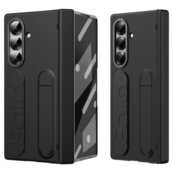 Lunso Samsung Galaxy Z Fold 7 backcover hoes met Kickstand & Polsband - Zwart