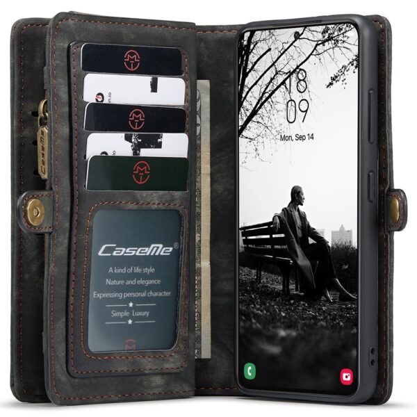 Caseme - Vintage 2 in 1 portemonnee hoes - Samsung Galaxy S22 Plus - Zwart