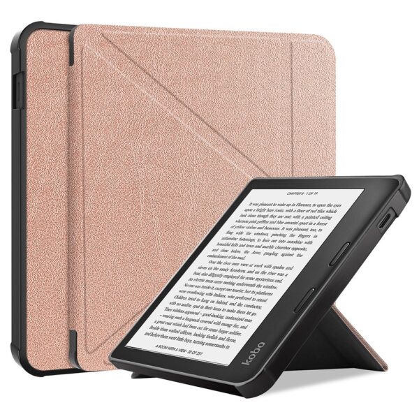 Lunso - Origami sleepcover hoes - Kobo Libra 2 (7 inch) - Rose Goud