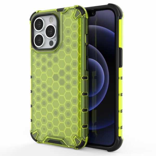 Lunso - Honinggraat Armor Backcover hoes - iPhone 13 Pro - Fluor Geel