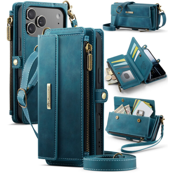 Caseme iPhone 17 Pro Max hoesje - portemonnee tasje - Blauw
