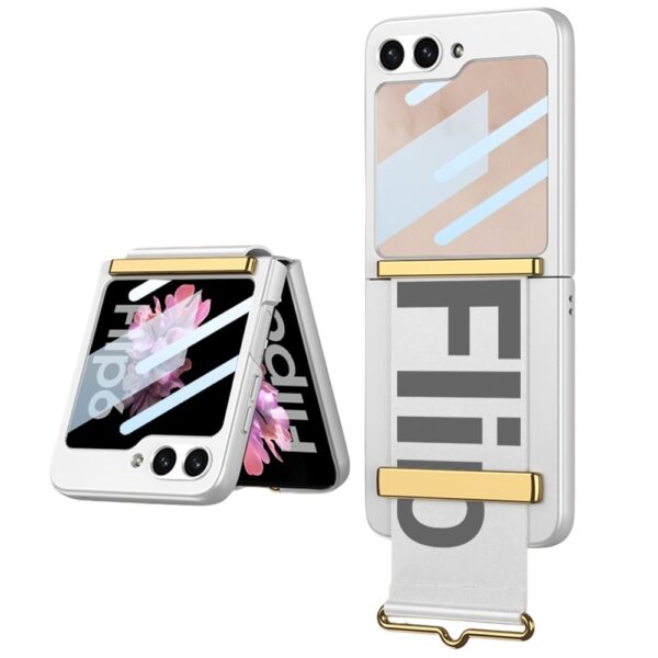 Lunso Samsung Galaxy Z Flip 7 FE / Z Flip6 backcover hoesje met Polsband - Wit