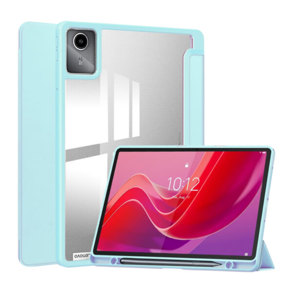Lunso Lenovo Tab M11 - Luxe Acrylic Tri-Fold Bookcase hoes - Babyblauw