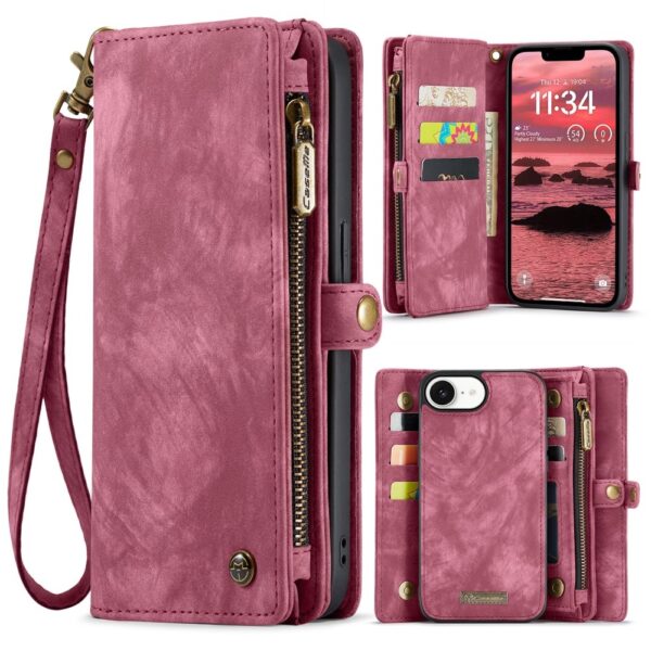Caseme iPhone 16e hoesje - Vintage 2 in 1 portemonnee - Rood