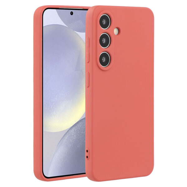 Lunso Samsung Galaxy S25 hoesje - Flexibel siliconen Backcover - Meidoorn rood