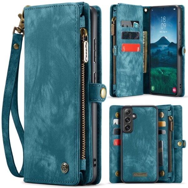 Caseme Samsung Galaxy S25 hoes - Vintage 2 in 1 portemonnee - Blauw