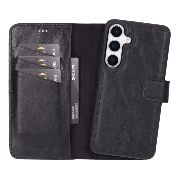 NorthLife Samsung Galaxy S25 - Leren Afneembare 2-in-1 bookcase telefoonhoes - Zwart