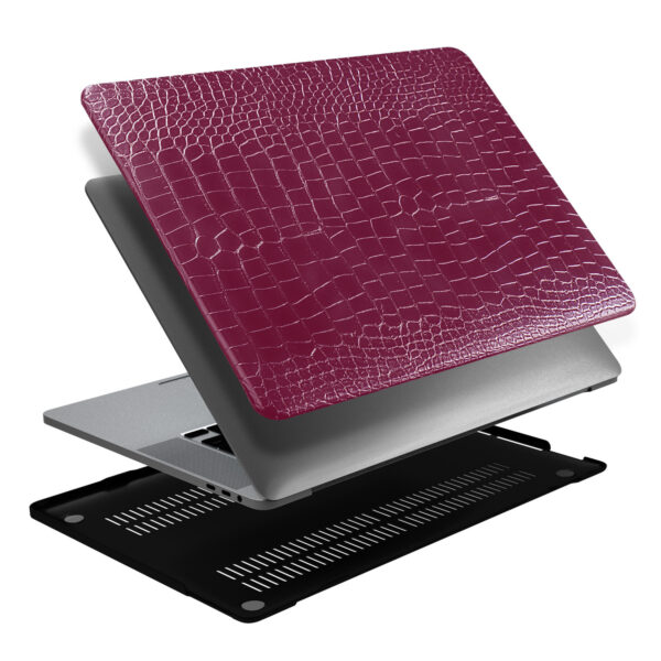 Lunso MacBook Air 13 inch (2022-2025) cover hoes - case - Croco Fuchsia