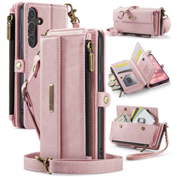 Caseme Samsung Galaxy S25 hoesje - portemonnee tasje - Lichtroze