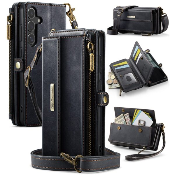 Caseme Samsung Galaxy S25 hoesje - portemonnee tasje - Zwart