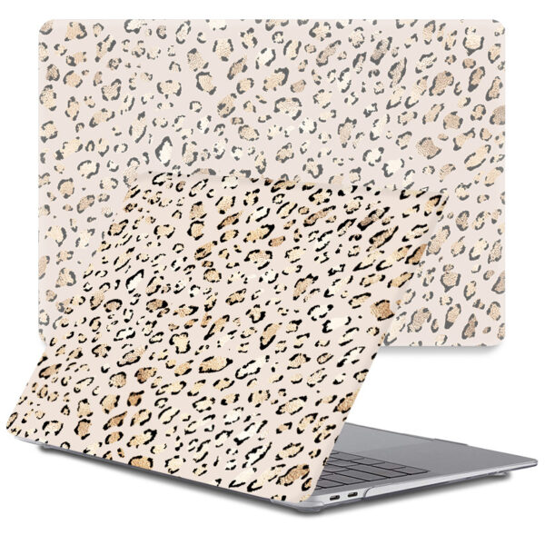 Lunso MacBook Pro 14 inch (2021-2023) cover hoes - case - Leopard Rose Gold