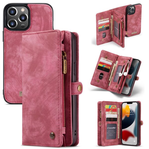 Caseme - vintage 2 in 1 portemonnee hoes - iPhone 13 Pro Max - Rood