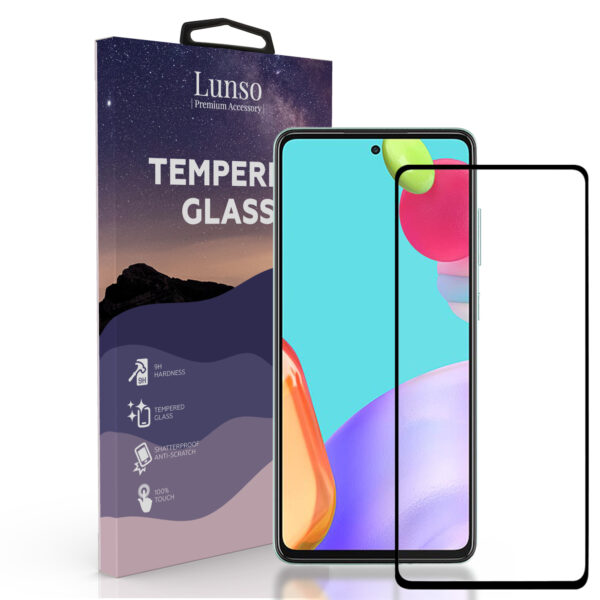 Lunso - Samsung Galaxy A52 / A52s - Gehard Beschermglas - Full Cover Screenprotector - Black Edge