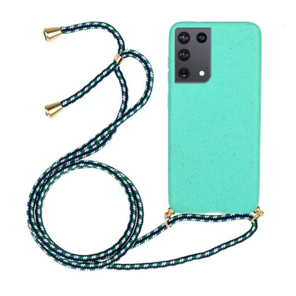 Lunso - Backcover hoes met koord - Samsung Galaxy S21 Ultra - Cyaan