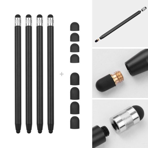 4 stuks - Stylus touchscreen pennetjes - Zwart