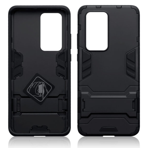 Qubits - Double Armor Layer hoes met stand - Huawei P40 Pro - Zwart